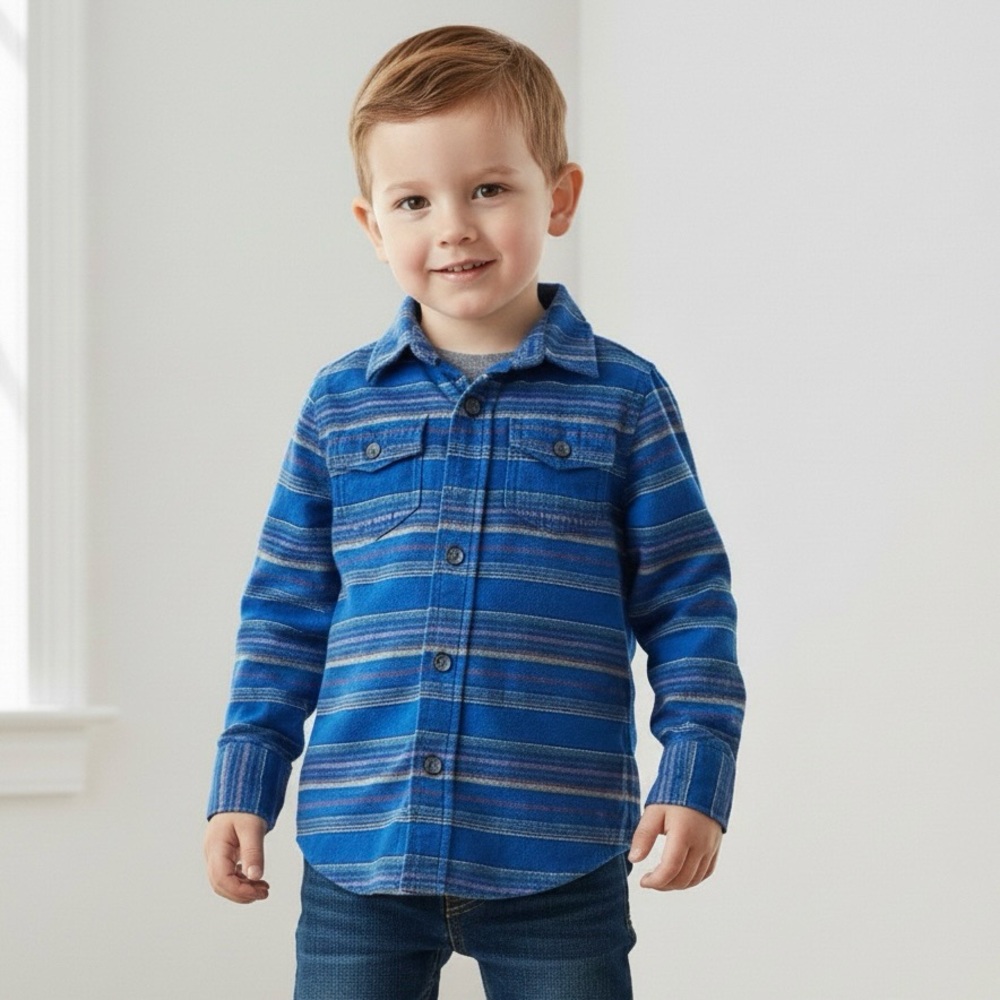 ❤️3 for $12 ❤️ Colorful Planet Toddler Boys XS 5 Blue Long Sleeve Shirt